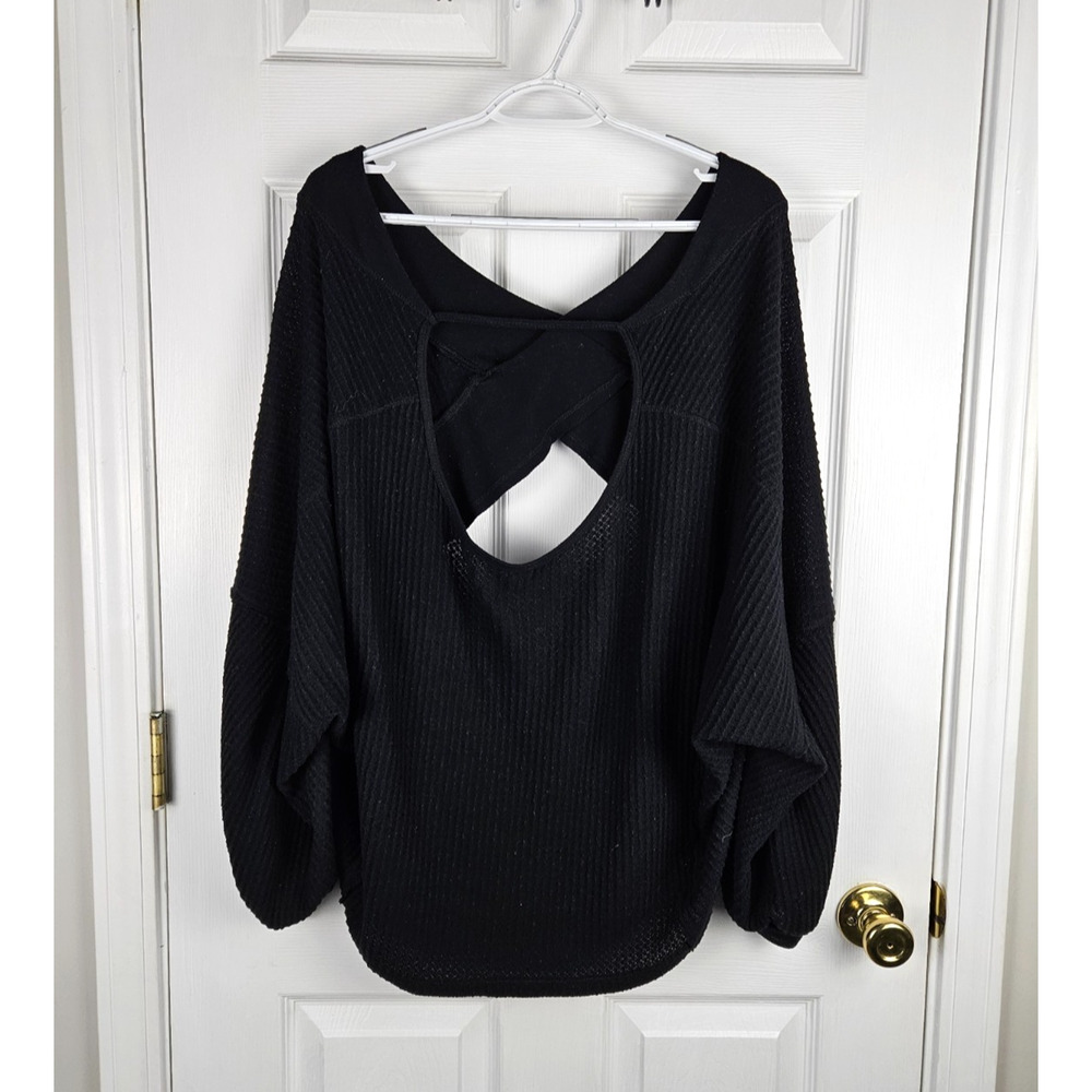 We The Free Love Me Thermal Open Back Knit Shirt Sweater Size L People Waffle